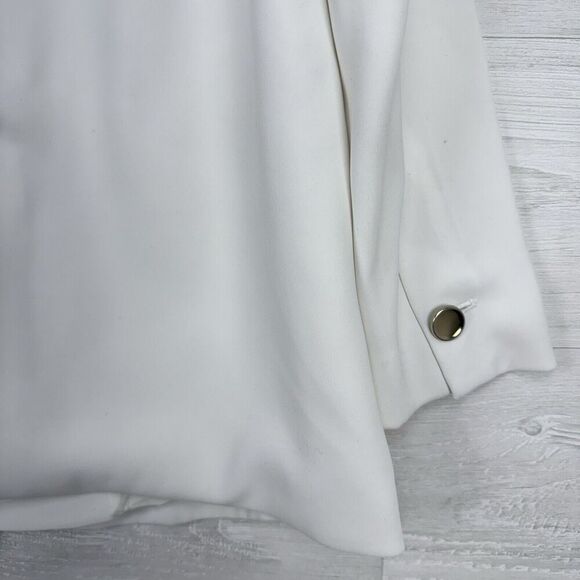 Zara Longline White Double Breasted‎ Blazer Women S Tailored Notch Collar Lined - Picture 8 of 16